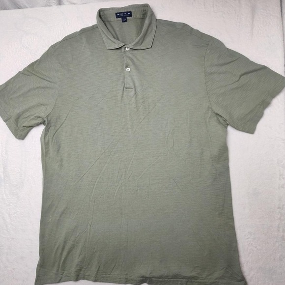 Peter Millar Polo Shirt Mens Large Green Crown Crafted Journeyman Solid Knit - Picture 2 of 12